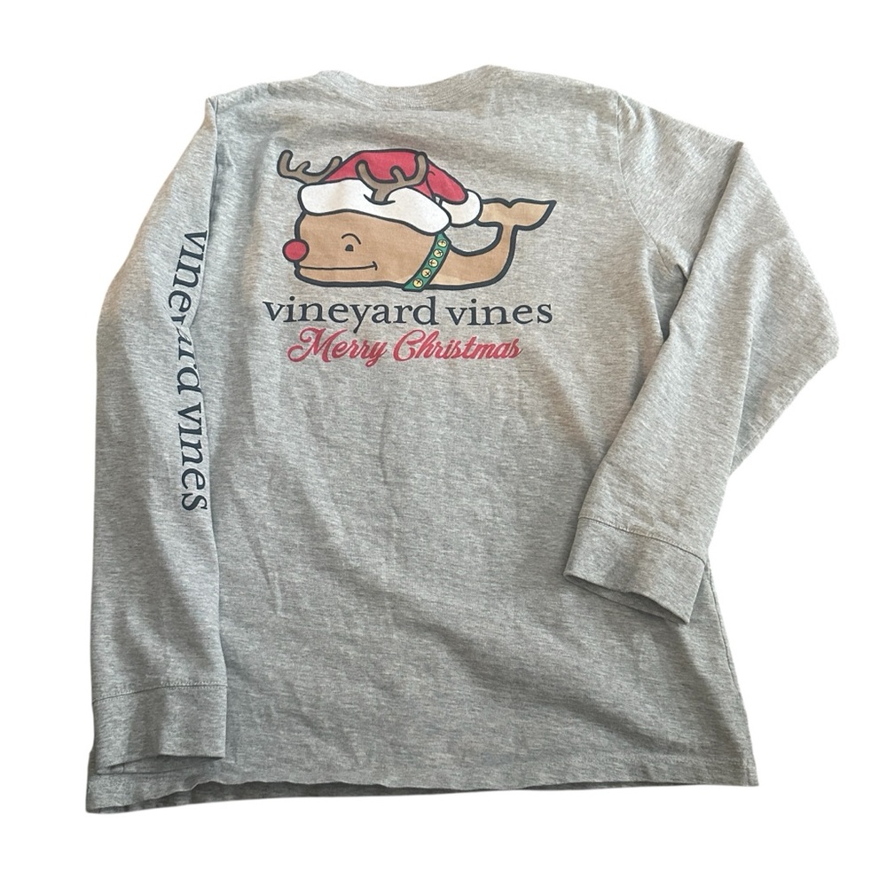 Vineyard Vines Christmas‎ Reindeer Whale Long Sleeve Shirt Youth Boy 14/16
